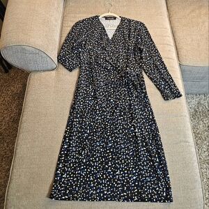 Evans Picone Black Label Black Speckled Career Office Midi Casual Dress Size 4